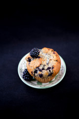 Blackberry muffin and berries