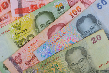 Closeup of thailand currency, thai baht with the images of Thailand King