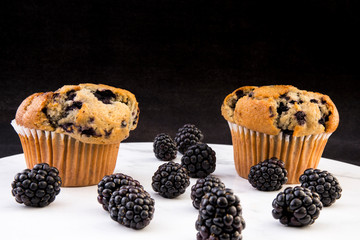 Blackberry muffin and berries