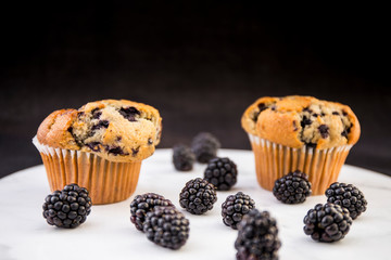 Blackberry muffin and berries