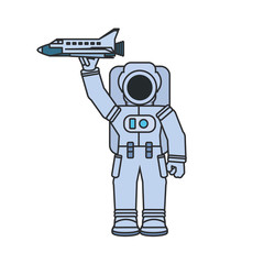 astronaut suit with space shuttle isolated icon