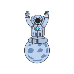 astronaut suit seated in moon isolated icon