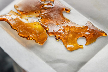 Cannabis Cannabinoids Concentrated Extract Shatter Wax Macro