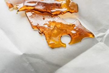 Cannabis Cannabinoids Concentrated Extract Shatter Wax Macro