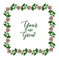 Vector illustration decorative of card your are great with various of abstract pink wreath frames