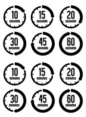 Obraz premium Clock , timer (time passage) icon set ( form 10 seconds to 60 seconds / form 10 minutes to 60 minutes)