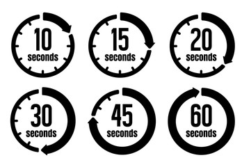 Clock , timer (time passage) icon set ( form 10 seconds to 60 seconds)