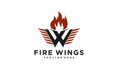 Fire wings logo design. W letter logo
