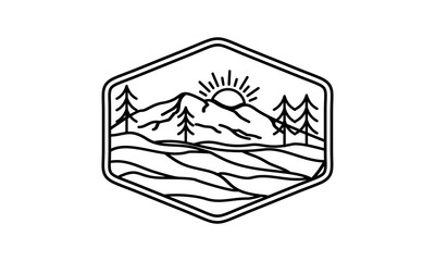 Mountain logo with outline style