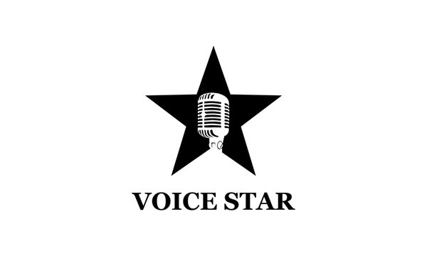 Voice and microphone star logo design