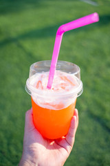 fruit punch in plastic glass