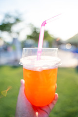 fruit punch in plastic glass