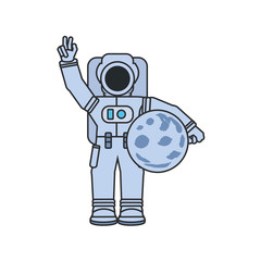 astronaut suit with moon isolated icon