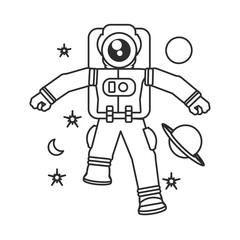 astronaut suit walking with set icons