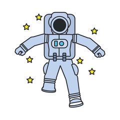 astronaut suit walking with set of stars