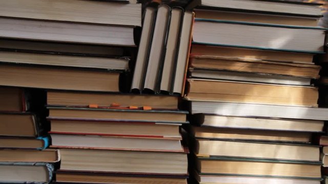books on the shelves close-up