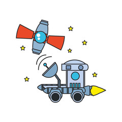 space explorer car with satellite and stars