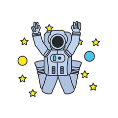 astronaut suit jumping with set of stars