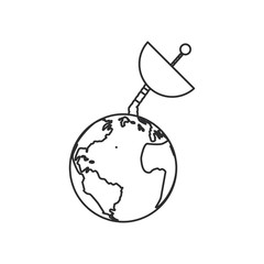 space antenna in planet earth isolated icon