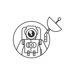 astronaut suit in frame circular with antenna