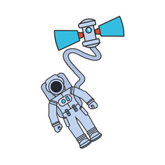 astronaut suit with hose and satellite isolated icon