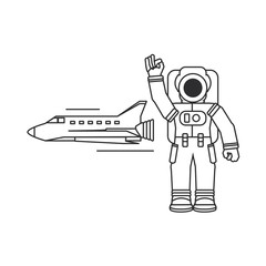 astronaut suit with space shuttle isolated icon