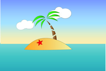 Fototapeta na wymiar tropical island with palm and sea