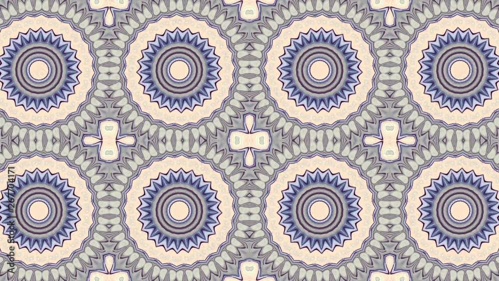 Poster symmetric mosaic tile transforming ornament. mosaic circles. abstract looping footage.