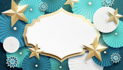 Turquoise round paper fan