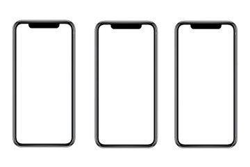 Smartphone similar to iphone xs max with blank white screen for Infographic Global Business Marketing investment Plan, mockup model similar to iPhonex isolated illustration of responsive web design.