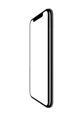 Smartphone similar to iphone xs max with blank white screen for Infographic Global Business Marketing investment Plan, mockup model similar to iPhonex isolated illustration of responsive web design.