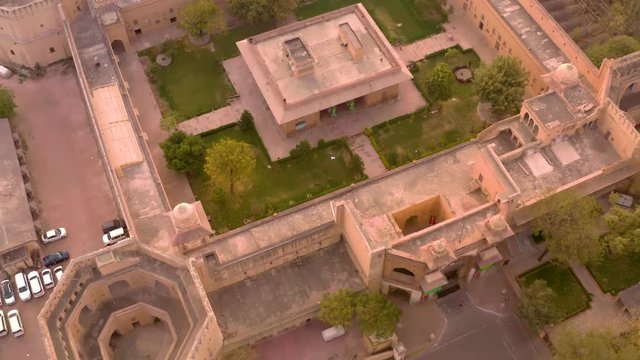 Akbar's palace, Ajmer, India, 4k aerial drone footage