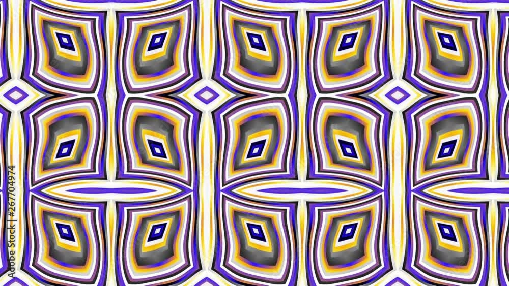 Poster Symmetric mosaic tile transforming ornament. Mosaic circles. Abstract looping footage.