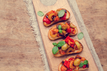 Bruschetta with stewed vegetables