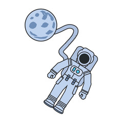 astronaut suit with hose and moon