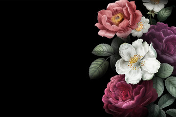 Blooming roses banner