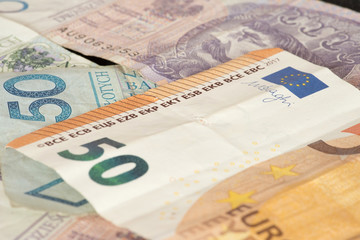 Geldscheine Euro und Polnische Zloty PLN