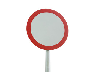 Empty Circle frame with red border, Traffic Signs isolated on white background.