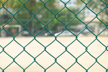 Fototapeta premium the green steel net with futsal and Basketball court empty No player Be left outdoors in city.