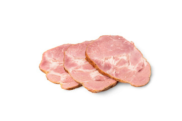 Smoked pork meat isolated on white background. 
