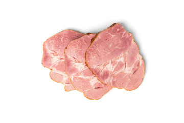 Smoked pork meat isolated on white background. 