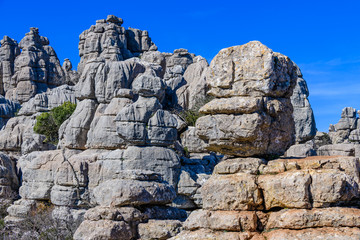 Fototapeta na wymiar El Torcal de Antequera is a nature reserve located to the south of the city of Antequera, in the province of Andalusia. Spain