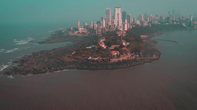 Mumbai, India. "Raj Bhavan" royal residence, aerial 4k done footage