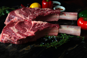 Raw Tomahawk Steak meat