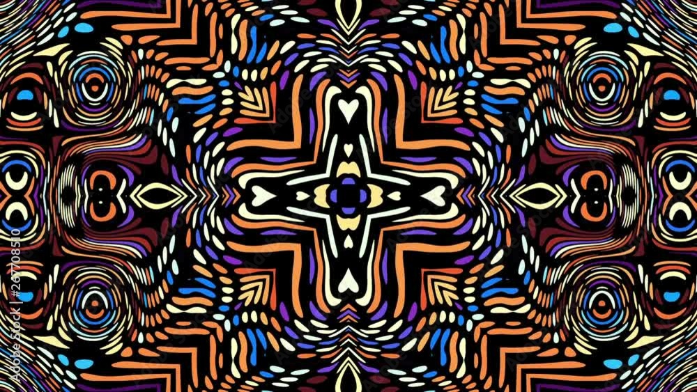 Poster Transforming symmetric abstract pattern. Futuristic abstract background. Looping footage.