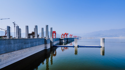 Naklejka premium Three Gorges Dam and Reservoir - Sandouping, Yichang, Hubei, China