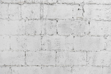 closeup of white decay brick wall abstract background wallpaper or web banner with copy space.