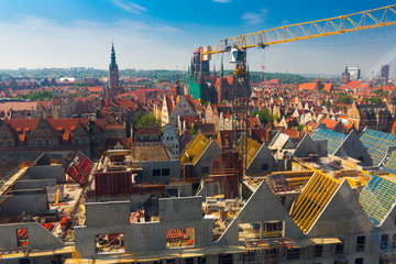 Construction work on Warehouses Island in Gdansk