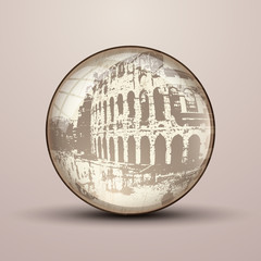 Vector 3D sphere with a colloseum pattern