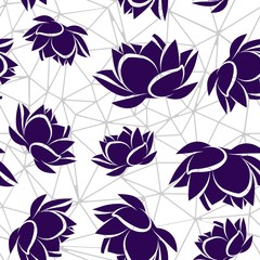 Lotus flower seamless vector pattern